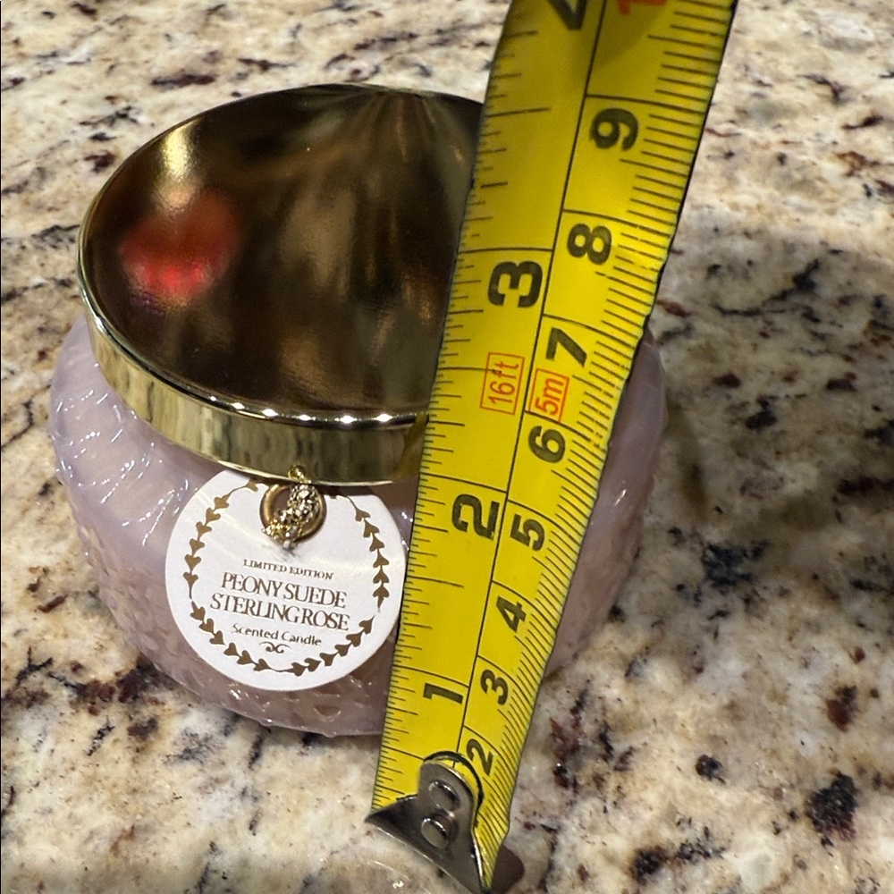 Peony Suede Sterling Rose Scented Candle with Gold Lid—BRAND NEW, NEVER USED! - Picture 7 of 8